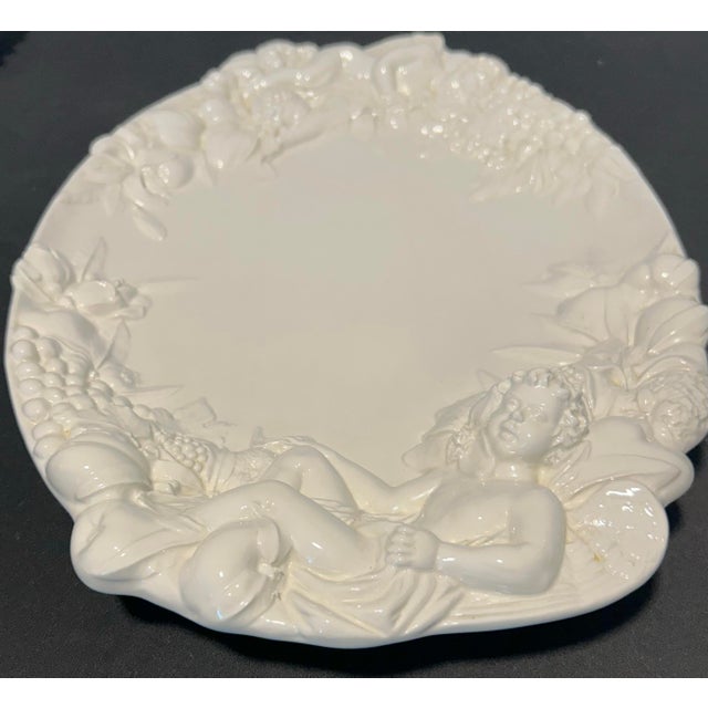 Gumps Mid 20th Century Italian Mid Century Modern Gumps Ceramic Cherub Platter For Sale - Image 4 of 7