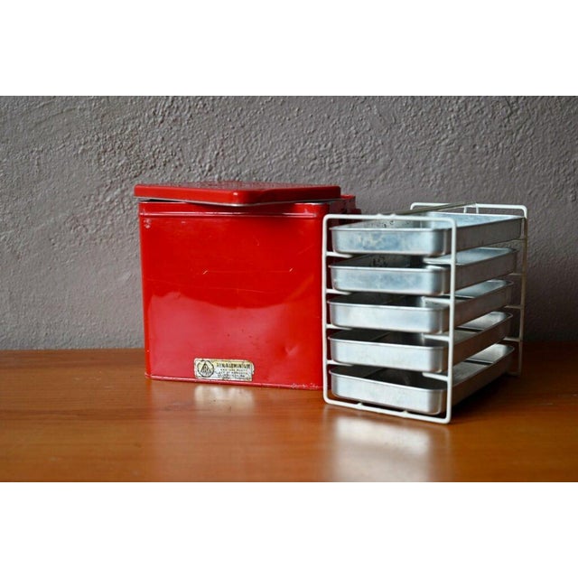 Vintage Scandinavian Lunch Box with Red Handle, Denmark, 1950s For Sale - Image 6 of 11