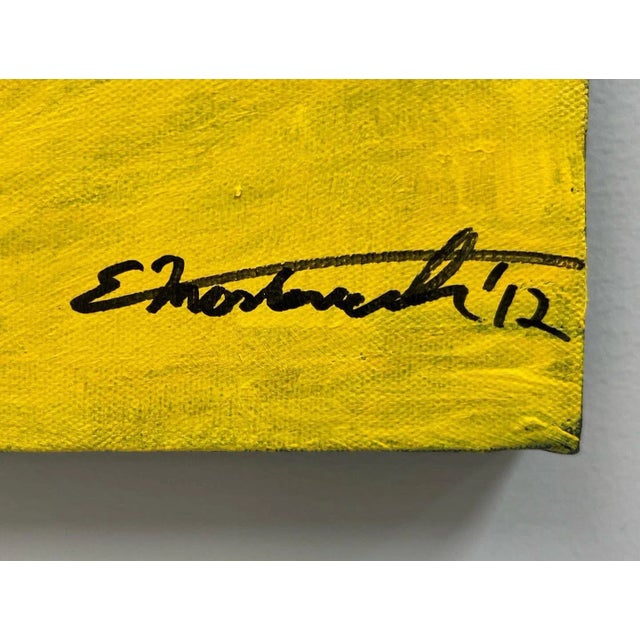 Contemporary, Three Panel Geometric Abstract Acrylic Painting, Signed, Dated For Sale - Image 4 of 5