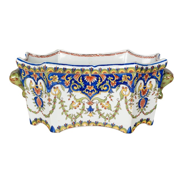 19th Century French Desvres Faience Jardinière For Sale