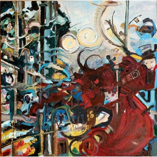 "She" Is a Bold Abstract Oil Painting Painting of a Warrior Type Woman by Lynn Christian For Sale
