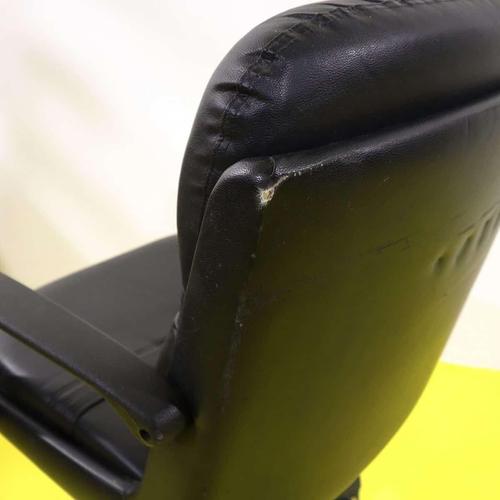 Vintage Black Faux Leather Swivel Office Chair For Sale - Image 9 of 10
