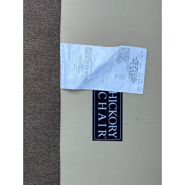 Hickory Furniture Hickory Chair Custom Upholstered Loveseat, Chestnut Herringbone With Nailhead Detail For Sale - Image 4 of 5