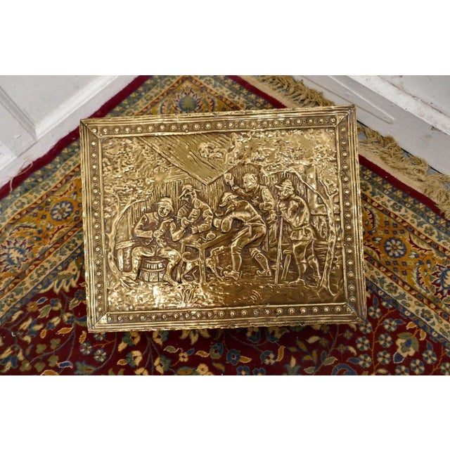 Hand Beaten Brass Fireside Slipper Box, 1920s For Sale - Image 3 of 8