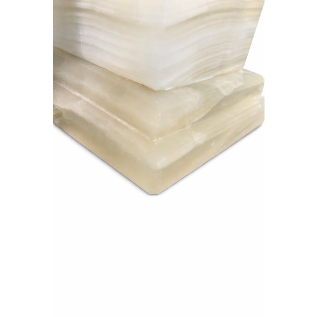 Gemstone Vintage Italian Onyx Table Lamp, Mid-Century Classical Form For Sale - Image 7 of 11