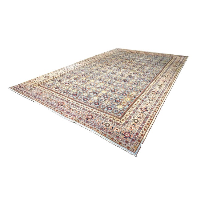 Persian Antique Persian Wool Sultanabad 12 x 19 Light Blue, Red & Ivory Handmade Area Rug #1140844 For Sale - Image 3 of 7