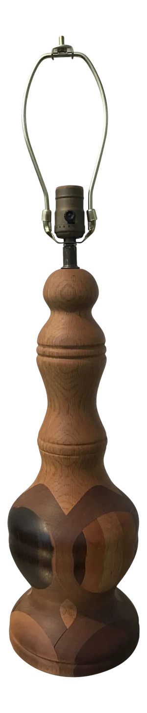 Vintage Exotic Wood Chess Piece Table Lamp