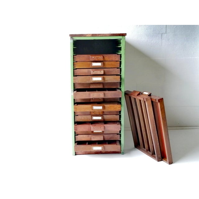 Forest Green Industrial Cabinet with Drawers, 1960s For Sale - Image 8 of 17