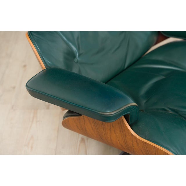 Set of Vintage Lounge Chair with Ottoman in Avocado Green by Charles and Ray Eames for Herman Miller, 1970s For Sale - Image 15 of 18