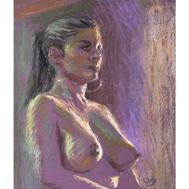 Sara's Morning by Lisa Fricker | Pastel On Sandpaper Portrait of a woman in profile For Sale