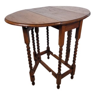Antique 19th Century Barley Twist Drop Leaf Gate Leg Occasional Table For Sale