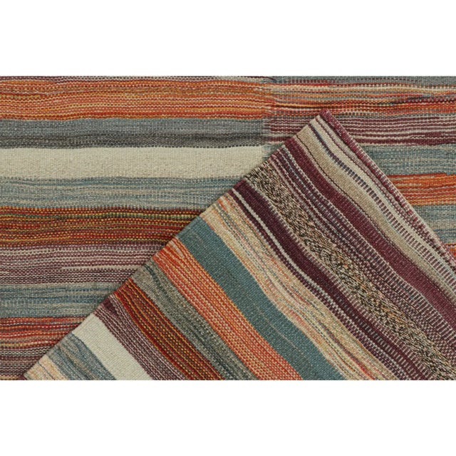 1950s Vintage Persian Kilim in Panel-Weave With Polychromatic Stripes by Rug & Kilim For Sale In New York - Image 6 of 6