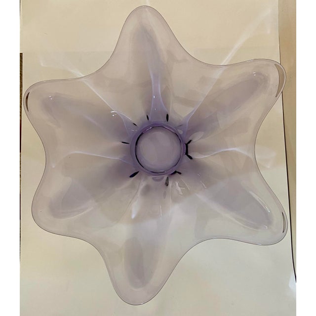1960s Rare 1961/62 Viking Glass Epic Number 1411. 21.50 “ Inch Low Bowl in Lilac (Teaberry) Lotus Petal For Sale - Image 5 of 10