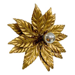 Vintage Gold Gilded Wall Sconce attribubted to Hans Kögl, 1970s For Sale