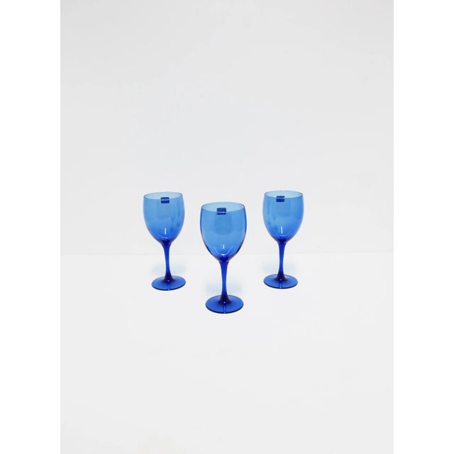 Postmodern Blue French Wine Glasses From France, Set of 3 For Sale - Image 3 of 10