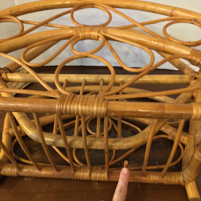 1960s Small Mid Century Rattan Magazine Rack For Sale - Image 11 of 12