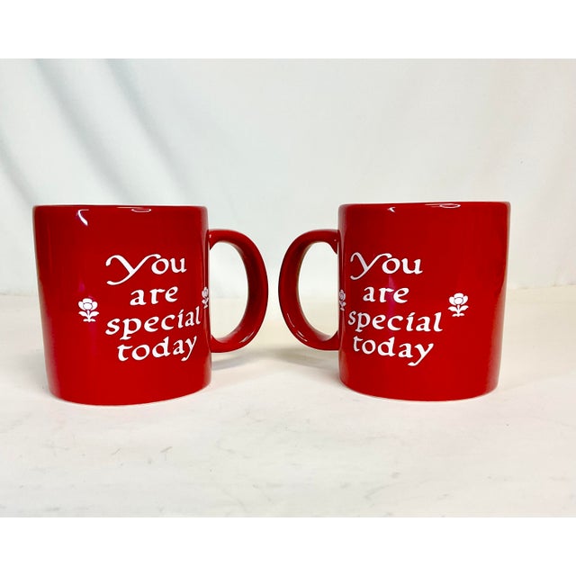 1980s Vintage German Waechtersbach Boho Chic You Are Special Today Coffee Mugs - a Pair For Sale - Image 4 of 7