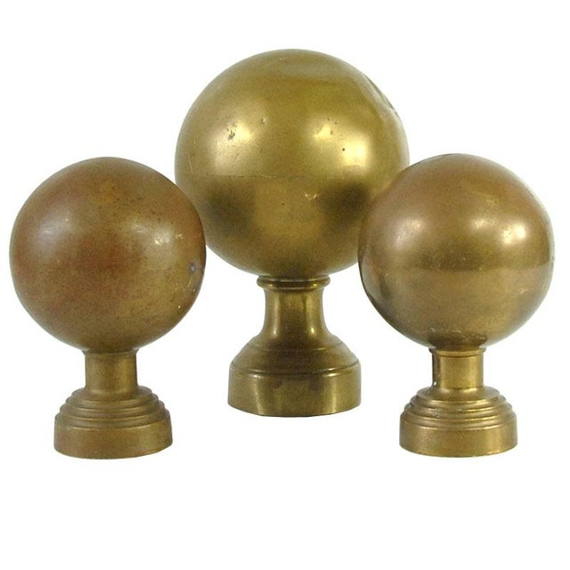 Vintage Brass Spheres Details, France, Set of 3 For Sale - Image 10 of 10