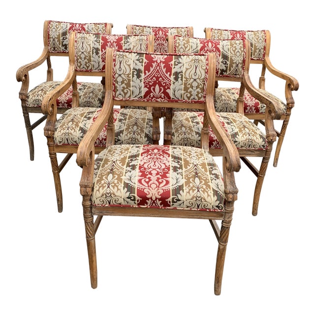 1930s Vintage Grotto Style Regency Dining Chairs Set Of 6 Chairish