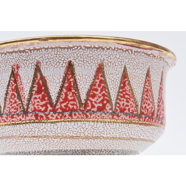 Burgundy Vintage Italian Ceramic Lava Pedestal Bowl by Fratelli Fanciullaci for Bitossi, 1960's For Sale - Image 8 of 12
