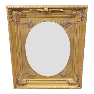 Vintage Decorator Gold Gilt Cherub Bird Mirror For Sale