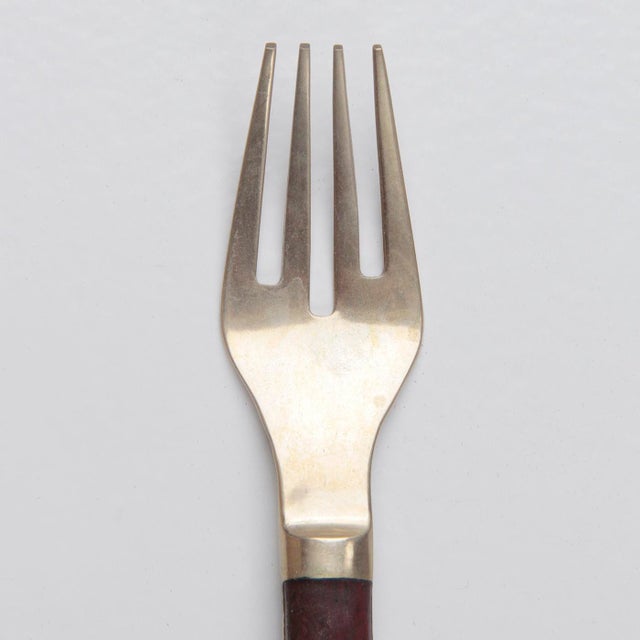 Modern Brass and Wood Cutlery Set by Carl Cohr, 1960s, Set of 19 For Sale - Image 9 of 12
