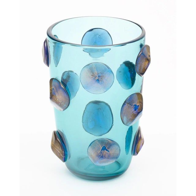 Mid-Century Modern Murano Glass Blue Medallion Vases For Sale - Image 3 of 9