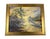 A charming vintage acrylic landscape painting on canvas, featuring a serene composition of a boat, trees, and rolling...