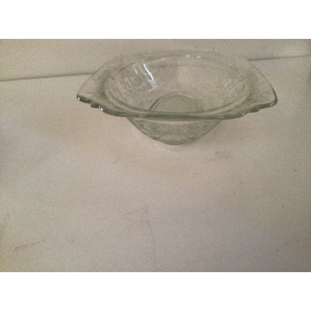 Federal Glass Madrid Etched and Clear Serving Bowl For Sale - Image 6 of 6