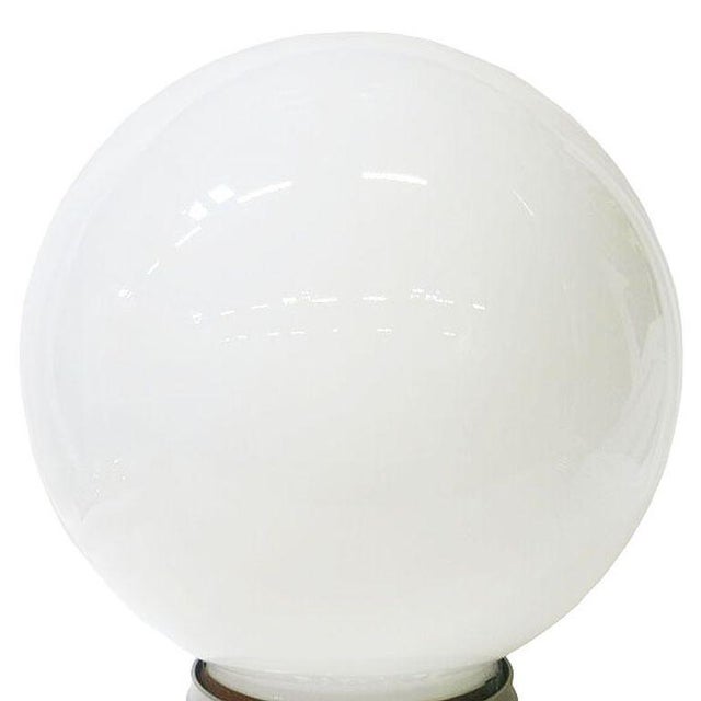 1930s 1930 Round Art Deco School House Milk Glass Ceiling Globe W Flush Celing Fixture For Sale - Image 5 of 5