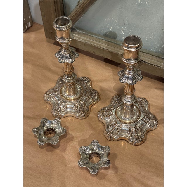 Antique Silver Plate Candlesticks For Sale In Boston - Image 6 of 7