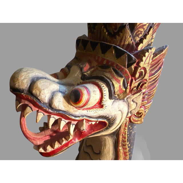 Early 20th Century Ornate Balinese Indonesian Garuda Winged Dragon Duck Sculptures With Storage Compartments - Set of Two For Sale - Image 4 of 10