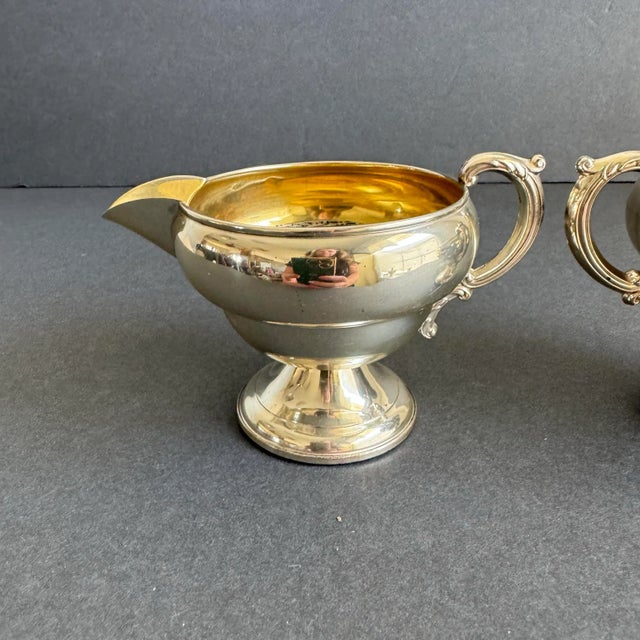 Early 20th Century Vintage Sterling Silver Cream & Sugar Bowl Holiday Serving Pieces TWR For Sale - Image 5 of 10