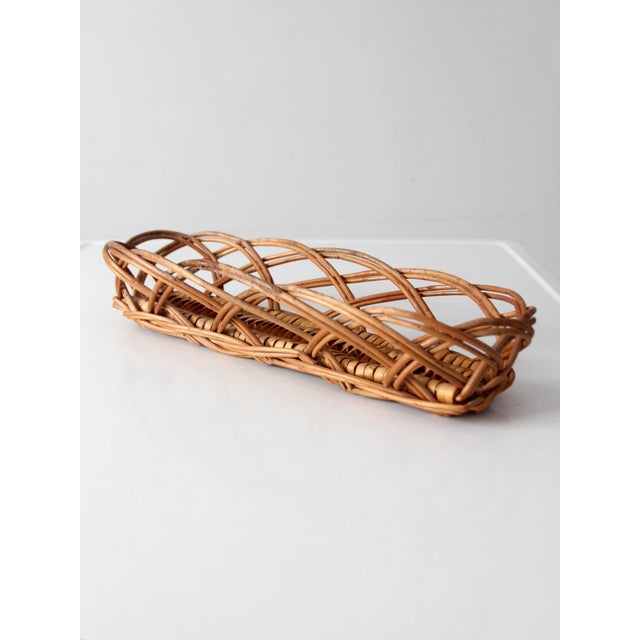 Vintage French Country Wicker Bread Basket With Open Weave For Sale - Image 10 of 15