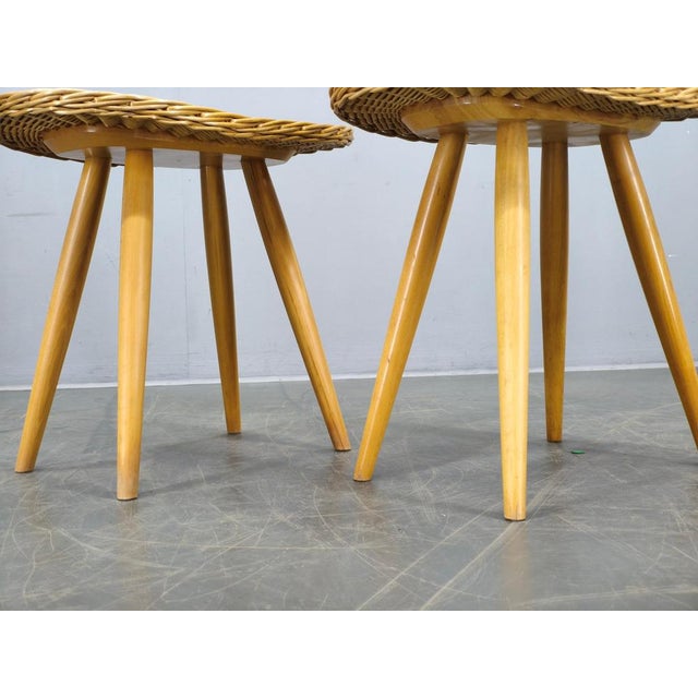 Rattan Side Tables by Jan Kalous for Uluv, 1970s, Set of 2 For Sale - Image 12 of 15