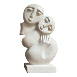 Vintage Abstract Cubist Figurative Stone Sculpture For Sale
