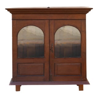 Antique Colonial Lift-Top Glass Malabar Cabinet For Sale