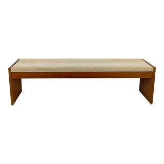 Scandinavian Modern Upholstered Teak Bench For Sale