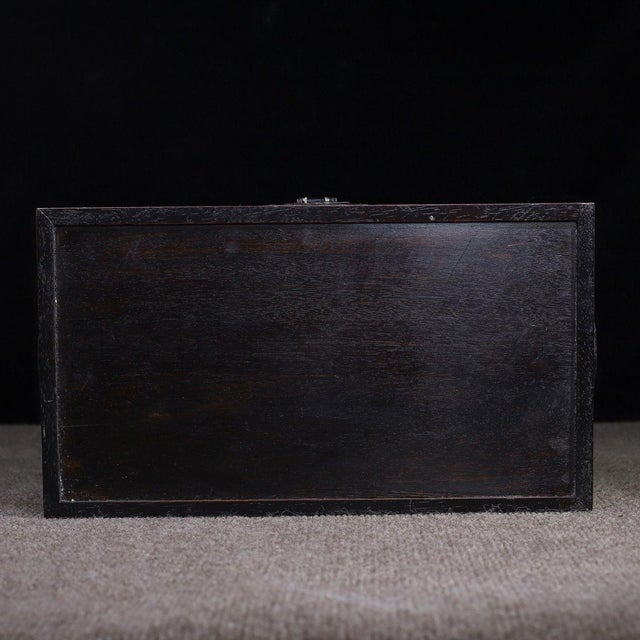 Brown Vintage Zitan Wood Box With Mother-of-Pearl Bird & Pomegranate Inlay For Sale - Image 8 of 9