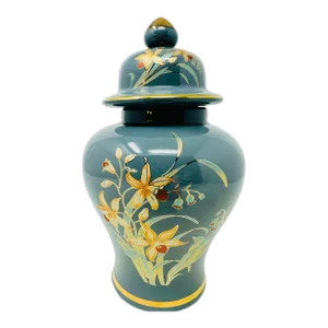 Vintage Made in Japan Gray and Gold Signed Fine China Ginger Jar