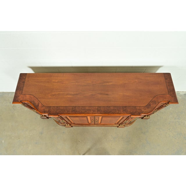 Henredon Grand Provenance Italian Neoclassical Walnut and Burl Wood Lighted Sideboard or Bar Cabinet For Sale - Image 11 of 14