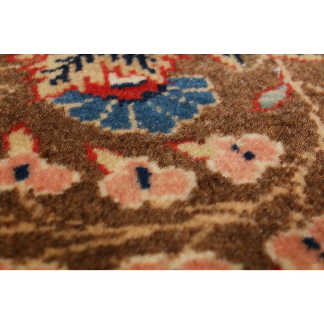 Rug & Kilim Antique Kashan Brown L Wool Persian Rug With Floral Medallion For Sale - Image 4 of 6
