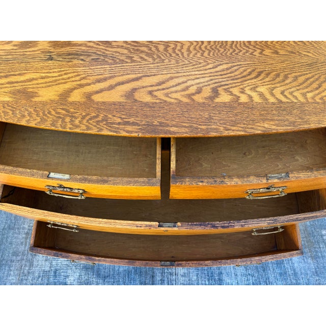Antique American Tiger Oak Bow-Front Dresser With a Removable Beveled Swivel Mirror by A.H. Heilman & Company For Sale - Image 11 of 11