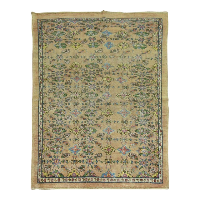 Antique Persian Mahal Square Wool Foyer Size Rug For Sale