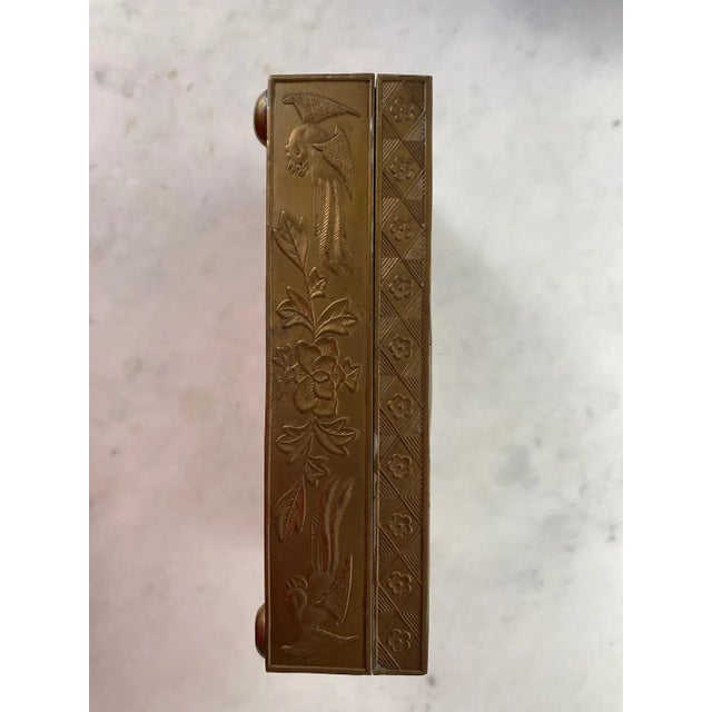 Wood Art Deco Chinese Dragon Bat Brass Repouseé Box For Sale - Image 7 of 10