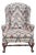 Mahogany Williamsburg Queen Anne Style Wing Back Chair New Flame Stitch Fabric For Sale