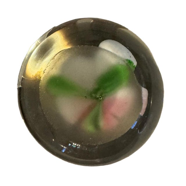 Mid-Century Lampworked Plumeria Flower & Frog Paperweight For Sale - Image 10 of 14