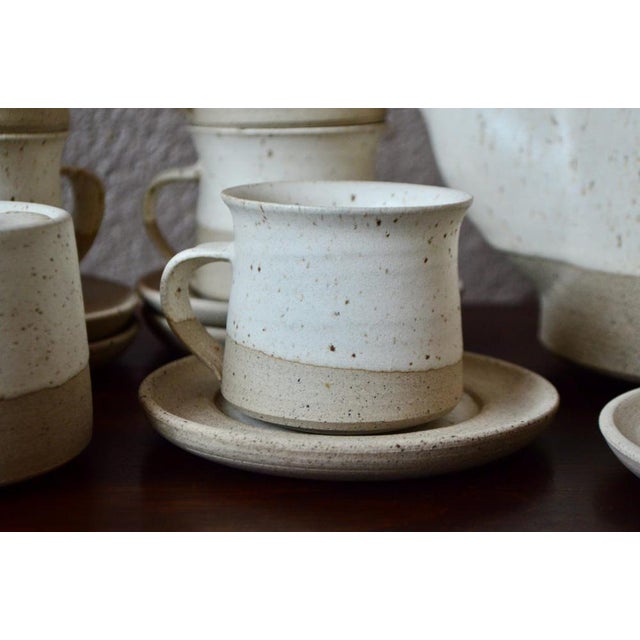 Japanese Tea Service in White and Beige, 1980s, Set of 15 For Sale - Image 10 of 18