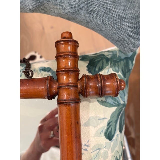 Wood Antique French Faux Bamboo Wall Mirror, Petite Turned Wood Frame For Sale - Image 7 of 16