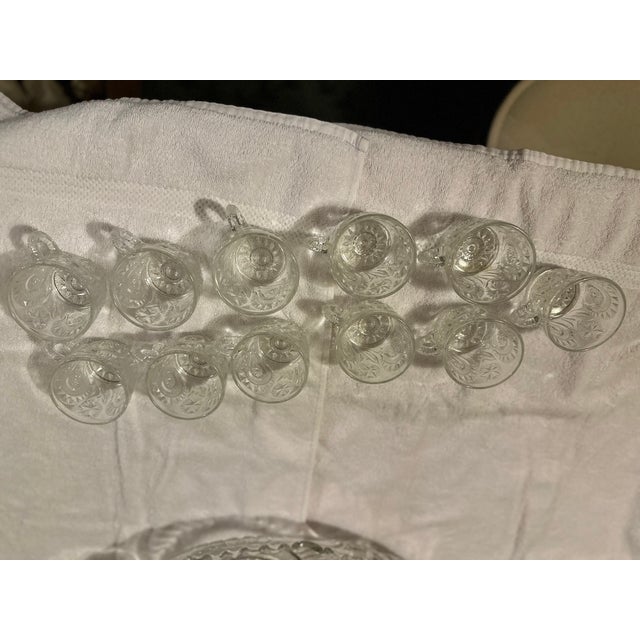 1950s Large Pressed Glass Punch Bowl Set - 13pcs For Sale - Image 14 of 14